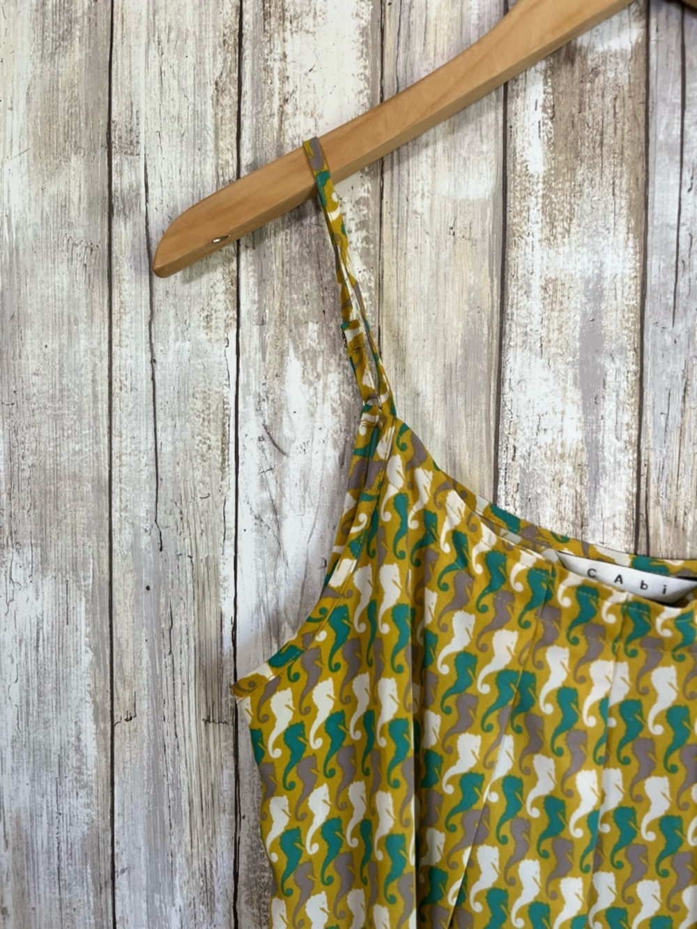 Cabi Seahorse Print Cami Top Coastal Beachy Yellow Green Tank Size M - Picture 3 of 5